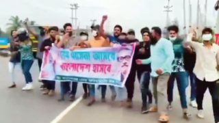 মাস্ক-হেলমেট পরে সোনারগাঁয়ে নিষিদ্ধ ছাত্রলীগের মিছিল